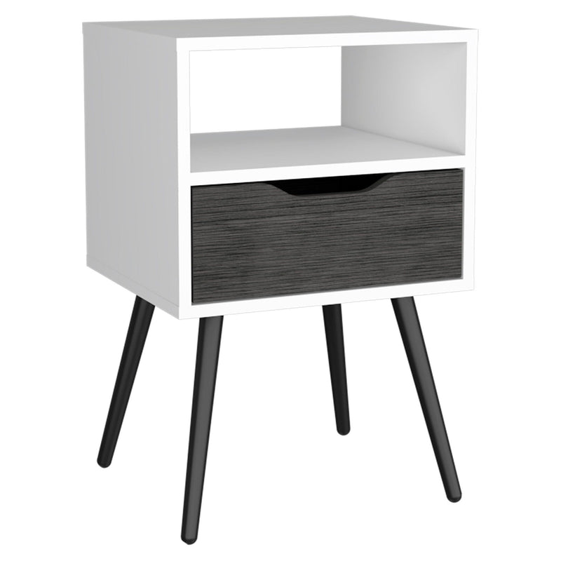 25" One Drawer Faux Wood Nightstand - Gray
