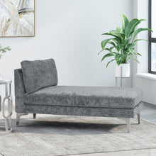 Load image into Gallery viewer, Fabric Upholstered Chaise Lounge With Iron Bracket Legs
