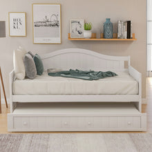 Load image into Gallery viewer, Twin Wooden Daybed with Trundle Bed, Sofa Bed for Bedroom Living Room,White
