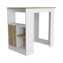 Load image into Gallery viewer, Kitchen Island Three Open Side Storage Shelves And One Push-To-Open Cabinet - White / Macadamia
