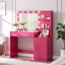 Load image into Gallery viewer, Vanity Desk With Mirror And Lights, 46.4In Dressing Table With 2 Large Drawer &amp; Large Vertical Organizer, 3 Level Dresser &amp; 3 Lighting Modes Adjustable Brightness, Suitable For Bedroom
