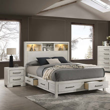 Load image into Gallery viewer, Transitional Bed With Smooth Gliding Drawers, Built In Lights, Open Headboard Shelves
