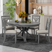 Load image into Gallery viewer, Dining Set With Extendable Round Table And 4 Upholstered Chairs

