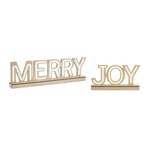 Load image into Gallery viewer, Christmas Tabletop Sign With LED (Set of 2) - Beige / White
