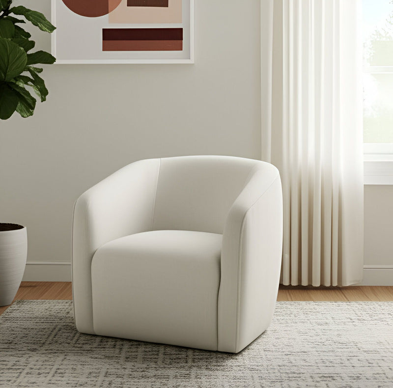 32" Contemporary Fabric Barrel Club Chair - Beige