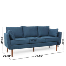 Load image into Gallery viewer, Diaphanous - Upholstered 3 Seater Sofa With 2 Accent Pillows And Wood Legs
