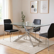 Load image into Gallery viewer, 72" Glass And Metal Cross Leg Base Dining Table - Clear
