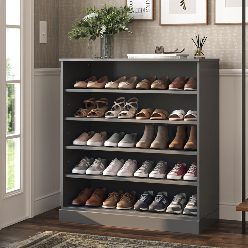 Twenty Pair Solid Woodshoe Storage Cabinet (752318) - Gray