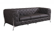 Load image into Gallery viewer, Italian Leather Sofa With Silver Legs - Dark Brown
