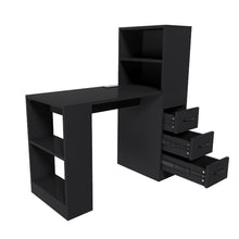 Load image into Gallery viewer, Computer Desk With 4 In 1 Socket &amp; 3 Drawers, 4 Tier Shelves
