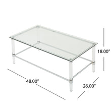 Load image into Gallery viewer, Ultra Modern Rectangle Coffee Table With Tempered Glass Surface - Clear
