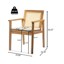 Load image into Gallery viewer, Preston - Outdoor Patio 7 Pieces Dining Set With Chairs And Cushions - Teak / Beige
