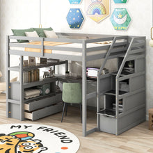 Load image into Gallery viewer, Loft Bed With Desk, Shelves, 2 Drawers, Storage Staircase
