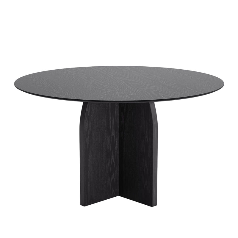 52" Solid Wood Pedestal Base Round Top Dining Table - Black