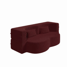 Load image into Gallery viewer, Modern Floor Sofa, With 2 Pillows, Convertible Teddy Fabric Foam Filled Bed
