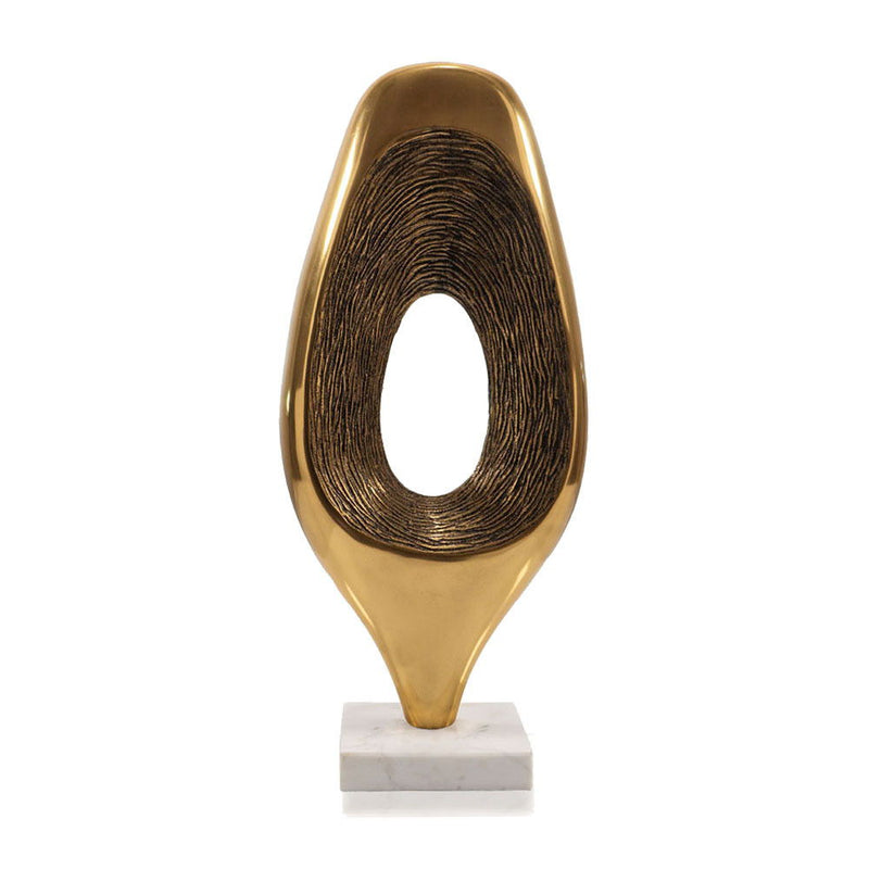 Marble Abstract Tabletop Sculpture (628143) - Gold / White
