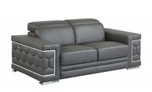 Load image into Gallery viewer, Genuine Leather Love Seat - Silver / Gray
