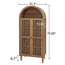 Load image into Gallery viewer, Tall Kitchen Pantry Cabinet With Hollow Carved Doors Adjustable Shelves Versatile Storage Cabinet For Kitchen - Walnut

