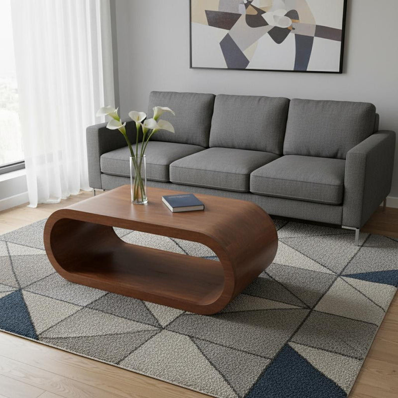 Solid Wood Floor Shelf Coffee Table With Shelf - Chestnut