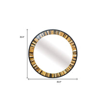 Load image into Gallery viewer, 32" Round Framed Accent Mirror - Black / Brown / Faux Stone
