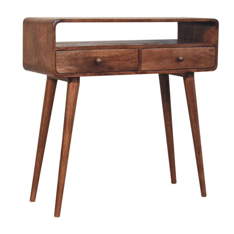 Solid Wood Console Table With Shelf With Drawer (723422) - Brown