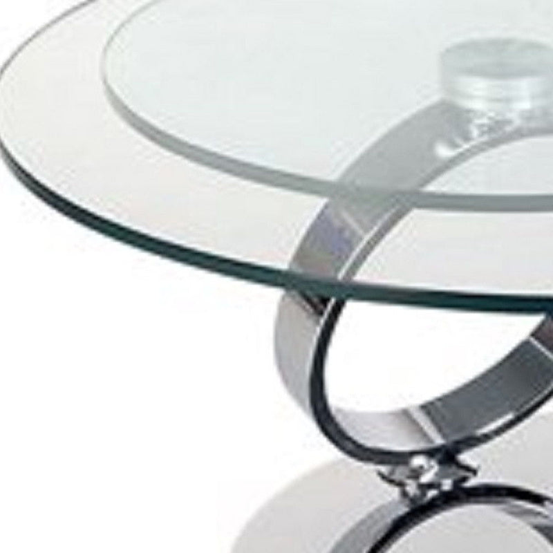Metal And Glass Round Coffee Table - Clear / Silver