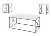 Load image into Gallery viewer, Metal Coffee Table (Set of 3) - White And Silver
