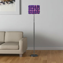 Load image into Gallery viewer, Steel And Acrylic Floor Lamp With Flowers Fabric Drum Shade - Silver Purple
