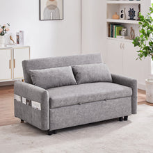 Load image into Gallery viewer, Pull Out Sleep Sofa Bed Loveseats Sofa Couch With Adjsutable Backrest, Storage Pockets, 2 Soft Pillows, USB Ports For Living Room, Bedroom, Apartment, Office
