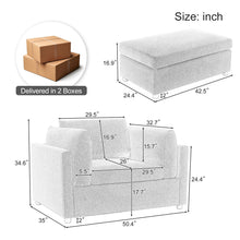 Load image into Gallery viewer, Wide Modern Oversized Armchair With Ottoman Stool, Single Sofa With Lumbar Support, Accent Chair
