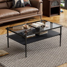 Load image into Gallery viewer, Rectangle Coffee Table With Tempered Glass Top And White Legs, Modern Table For Living Room

