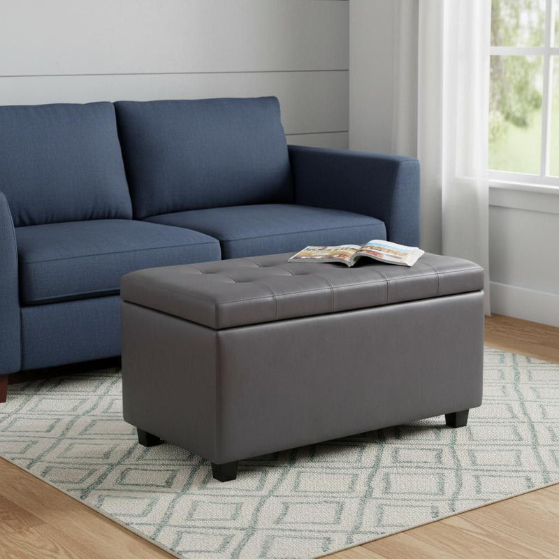 Transitional Upholstery Storage Ottoman - Dark Brown / Gray