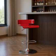 Load image into Gallery viewer, Metal Low Back Counter Height Bar Chair - Red / Silver
