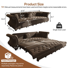 Load image into Gallery viewer, Oversized Chesterfield Pull Out Sofa Bed, Roll Arm Couch With Flower Tufting For Living Room
