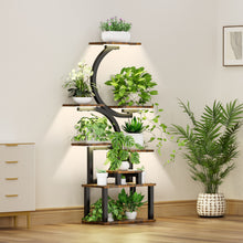 Load image into Gallery viewer, 8 Tier Indoor Plant Stand With 5 Grow Lights For Living Room - Rustic Brown
