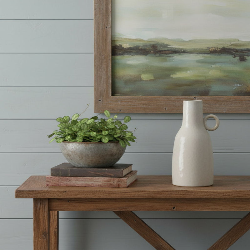 Round Table Vase - Gray / White