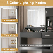Load image into Gallery viewer, Vanity Desk With Mirror And LED Light Strip, Dressing Table With Large Drawer, 3 Level Storage Dresser &amp; 3 Lighting Modes Adjustable Brightness, Suitable For Bedroom

