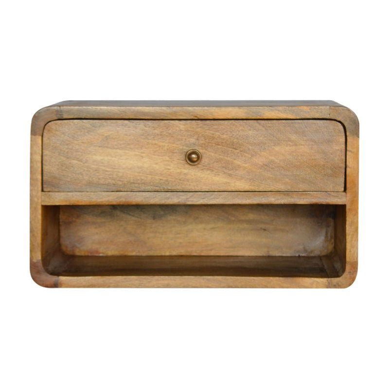 18" Solid Wood One Drawer Floating Nightstand - Natural