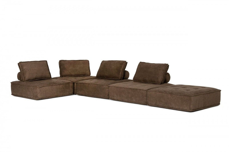 Fabric Modular L Shaped 5" Piece Corner Sectional - Brown