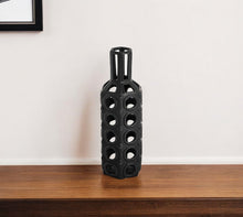 Load image into Gallery viewer, Pierced Geometric Cylinder Table Vase - Black
