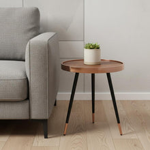 Load image into Gallery viewer, Wood Stainless Steel Round End Table (719956) - Walnut / Black / Rose
