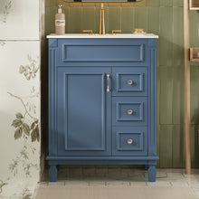 Load image into Gallery viewer, Bathroom Vanity With Ceramic Sink, Compact Cabinet With 2 Drawers And Adjustable Shelf - Blue
