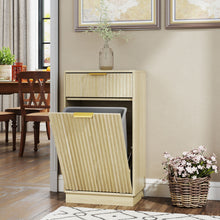 Load image into Gallery viewer, Tilt Out Trash Can Cabinet With Wave Textured Drawer &amp; Pull Out Bin
