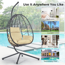 Load image into Gallery viewer, Egg Chair with Stand Indoor Outdoor Swing Chair Patio Wicker Hanging Egg Chair Hanging Basket Chair Hammock Chair with Stand for Bedroom Living Room Balcony
