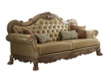 Load image into Gallery viewer, Faux Leather Sofa With Toss Pillows - Bone
