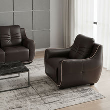 Load image into Gallery viewer, Leather Match Solid Color Flared Arms Club Chair Brown Legs - Brown
