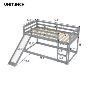 Twin over Twin Bunk Bed with Convertible Slide and Ladder , Gray(Old SKU:WF281725AAE)