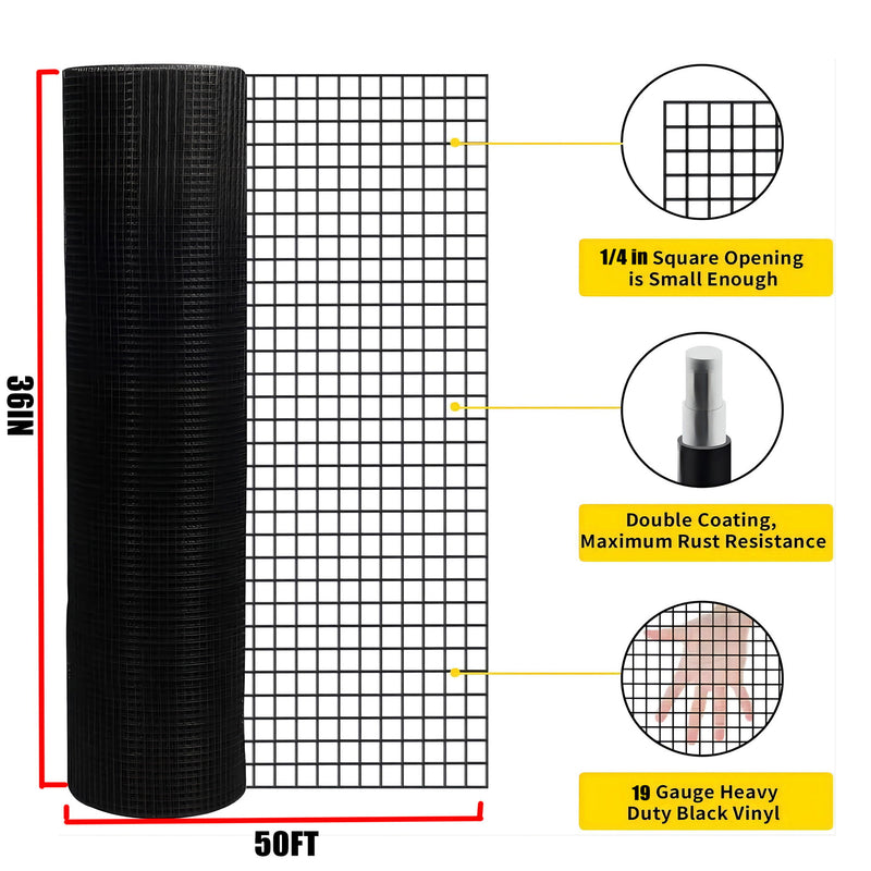 Vinyl Coated Hardware Cloth 19 Gauge Welded Wire Fence For Poultry Netting And Chicken Coop - Black