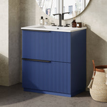 Load image into Gallery viewer, Fluted Bathroom Vanity With Ceramic Sink, Freestanding Cabinet
