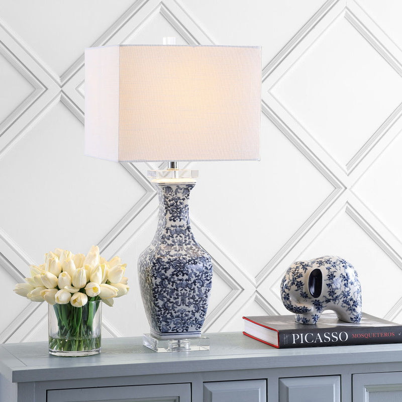 Novelty Table Lamp With Square Shade - Blue